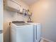 Convenient laundry room with a modern washer and dryer and shelving for storage at 507 Autumn Walk, Canton, GA 30114