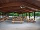 Interior view of a covered outdoor pavilion with picnic tables and ceiling fans at 507 Autumn Walk, Canton, GA 30114