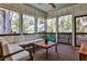 Inviting screened-in porch with comfortable seating, wood floors, and a ceiling fan at 976 Blue Ridge Ne Ave, Atlanta, GA 30306