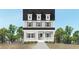 New construction, 3-story home featuring gray siding, gray shutters, and a charming front porch at 3135 Stonegate Sw Dr, Atlanta, GA 30331