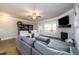 Comfortable living room with a fireplace, TV, plush seating, and access to outdoor areas at 1560 Baygreen Rd, Suwanee, GA 30024