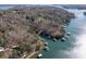 Stunning aerial shot of waterfront property with docks and lush greenery at 7725 Bold Springs Xing, Cumming, GA 30041