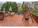 Backyard deck with an umbrella table has views of the pool and backyard area at 802 Sugar Creek Se Dr, Conyers, GA 30094
