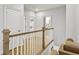 Upstairs hallway with wood floors and white railing leading to bedrooms and bathrooms at 2120 Sonoma Se Dr, Smyrna, GA 30080