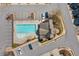 Aerial view of community pool with parking, landscaping, and neighborhood streets in a suburban setting at 2120 Sonoma Se Dr, Smyrna, GA 30080