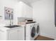 Well-lit laundry room with modern washer and dryer and white cabinets at 9860 Coleman Rd, Roswell, GA 30075