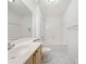 Bright bathroom with a shower and tub, clean finishes, and a large mirror at 112 Bentley Pl, Tucker, GA 30084