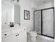 Modern bathroom featuring a walk-in shower, clean white finishes and a single sink at 6701 Prelude Dr, Atlanta, GA 30328