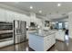 Open-concept kitchen featuring an island, stainless steel appliances, and granite countertops at 2022 Raven Way, Atlanta, GA 30341