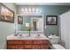 Well-lit bathroom features a dual sink vanity and a framed mirror at 1030 Blankets Creek Dr, Canton, GA 30114