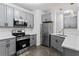 Bright kitchen featuring stainless steel appliances and gray cabinetry at 400 17Th Nw St # 1133, Atlanta, GA 30363