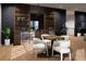Wet bar and entertainment area with a glass shelved back bar, beverage fridge, and modern seating at 2650 Roswell Rd, Marietta, GA 30062