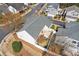 Aerial view of home with a patio and a well-maintained yard surrounded by a privacy fence, in a desirable neighborhood at 281 Hiawassee Dr, Woodstock, GA 30188