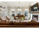 Inviting living room with fireplace and large windows at 520 Clover Ln, Alpharetta, GA 30009
