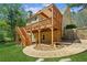 A multi-level wooden deck overlooks a well-maintained lawn and a stone walkway at 5815 P.W.A. Dr, Cumming, GA 30041
