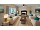 Living room featuring a fireplace, neutral walls, a large window, and furniture at 5815 P.W.A. Dr, Cumming, GA 30041