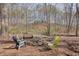 Fire pit area with seating surrounded by a serene, wooded landscape at 802 Eagle Glen Xing, Woodstock, GA 30189