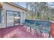 Outdoor deck with seating overlooking treed yard at 3189 Terramar Dr, Atlanta, GA 30341