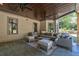 Cozy covered patio featuring ceiling fans, comfortable seating, and a serene view of the backyard at 320 N Drew Ct, Duluth, GA 30097