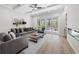 Cozy living room featuring coffered ceilings, recessed lighting, and sliding glass doors at 1604 Temple Ave, Atlanta, GA 30337