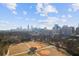 Sweeping aerial view of the city skyline and park featuring open fields and walking paths at 206 11Th Ne St # 205, Atlanta, GA 30309