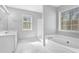 Bright bathroom with soaking tub, window, and ample natural light at 617 Creekstone Ct, Jonesboro, GA 30236