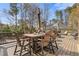Spacious deck with outdoor dining area, featuring a wooden table with chairs and a standing patio heater at 2814 Adams Oaks Ln, Marietta, GA 30062