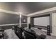 Finished basement home theater has tiered seating and theater lighting at 2814 Adams Oaks Ln, Marietta, GA 30062