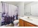 Standard bathroom with a shower curtain with tree art and a single sink at 2026 Ellison Nw Way # 13, Kennesaw, GA 30152