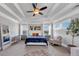 Main bedroom featuring tray ceiling, accent wall, lots of light, and a seating area, creating an oasis at 3020 Barnes Mill Ct, Roswell, GA 30075