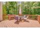 Outdoor wooden deck with patio furniture and a wooded view at 119 Creekside Vw, Hiram, GA 30141