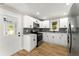 Modern kitchen featuring stainless steel appliances, white cabinets, and hardwood floors at 3524 Brookfield Ln, Decatur, GA 30032