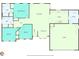 A colorful floor plan shows the layout of a home, including the kitchen, bedrooms, and living areas at 313 Ridge Hill Cir, Canton, GA 30115