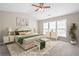 Virtually staged main bedroom featuring neutral colors, natural light and an accent wall at 195 Finchley Dr, Roswell, GA 30076