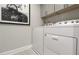Functional laundry room with modern appliances, storage, and stylish artwork at 4256 Azalea Ridge Way, Hoschton, GA 30548