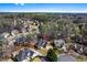 Aerial view of a residential neighborhood showcasing beautiful homes nestled among mature trees and landscaping at 525 James Lee Dr, Suwanee, GA 30024