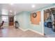 Spacious basement area with tile flooring, dart board and access to unfinished space at 161 Dorys Way, Dallas, GA 30157
