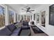 Charming sunroom with a ceiling fan, comfortable seating area, and floor to ceiling windows at 980 Pine Grove Pointe Dr, Roswell, GA 30075