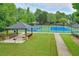 Community tennis courts featuring a covered seating area with a grill at 320 Park Ridge Cir, Marietta, GA 30068