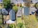 Aerial view shows fenced yards, driveways, and street access at 857 Dill Sw Ave, Atlanta, GA 30310