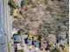 An aerial view shows a large lot surrounded by established homes at 1734 Summit Glen, Atlanta, GA 30329