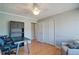 Bright office features beautiful hardwood floors, a ceiling fan, and ample storage space at 2593 Abbotts Glen Nw Dr, Acworth, GA 30101