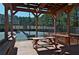 View of tennis courts and a covered picnic area with tables for enjoying a relaxing break in the shade at 2593 Abbotts Glen Nw Dr, Acworth, GA 30101