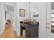 Stylish bar area with dark cabinetry, perfect for entertaining guests and enjoying your favorite drinks at 273 Glenwood Se Ave # B, Atlanta, GA 30312