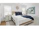 Bright bedroom with white walls, large windows, and a comfortable bed with blue accents at 273 Glenwood Se Ave # B, Atlanta, GA 30312