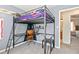 Unique bedroom featuring a lofted bed with desk space and a cozy carpeted floor at 38 Wayfaring Ct, Rockmart, GA 30153