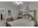 Bedroom with statement wall art and decorative bed at 1258 Rocky Branch Trl, Lawrenceville, GA 30043