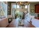 Inviting dining area with a wooden table, neutral chairs, and a view into the bright living space at 7492 Shadburn Ferry Rd, Cumming, GA 30041
