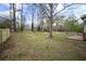 Expansive backyard featuring a level grassy area, mature trees, and a newly installed fence at 1517 Cherry Hill Sw Rd, Conyers, GA 30094