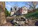 Private backyard with stone patio and mature trees provides a serene setting for outdoor relaxation at 1287 University Ne Dr, Atlanta, GA 30306